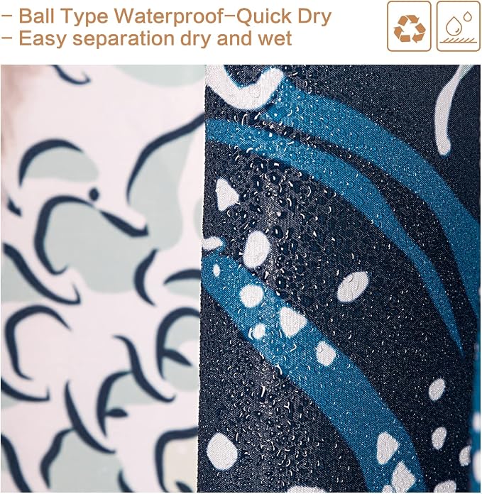 Funny Cat Shower Curtain, Surfer Cat Shower Curtain Battle Blue Ocean Great Wave for Bathroom with 12 Hooks, Polyester Fabric Summer Shower Curtains Set Waterproof Kids Bath ShowerCurtain Decorative
