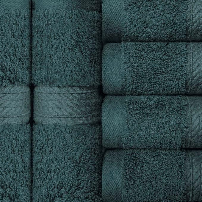 Superior Egyptian Cotton Plush & Absorbent, Face Towel Set of 6, Teal | Quick Dry, Soft Luxury Towel Set, Bath Essentials for Bathroom, Guest Bath, Spa, 2 Piece Face, Madeline Towels