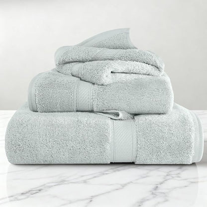 SUPERIOR Egyptian Cotton Ultra Plush & Absorbent, 3 Piece Set, Sea Foam | Quick Dry, Soft Luxury Towel Set, Bath Essentials, Guest Bath, Spa, 1 Bath, 1 Hand, 1 Face Towels, Madeline Towels