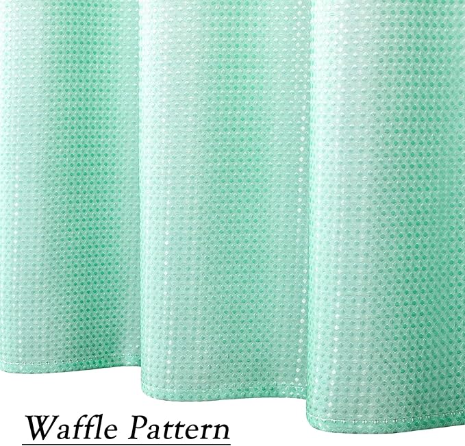 WEST LAKE Waffle Fabric Shower Curtain Aqua Ombre Decorative Spa Bathroom Shower Curtain with Grommet No Hook Water Resistant Machine Washable,Gradient White to Aqua Blue 70" Wx72 L