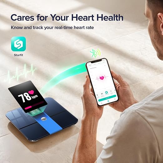 RunStar Scale for Body Weight, Precision Digital Bathroom Smart Scale with 3.5" TFT Color Large Display for BMI Muscle Mass Heart Rate, 22 Body Composition Analyzer Sync APP, 400lb