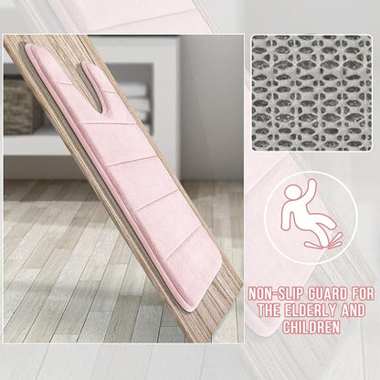 Yimobra Memory Foam Toilet Bath Mat U-Shaped, 24 X 20 Inches,Soft and Comfortable, Super Water Absorption, Non-Slip, Machine Wash and Easier to Dry for Bathroom Commode Contour Rug, Pink