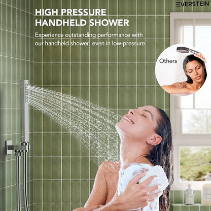 Shower Tub Faucet Set, 10" Bathroom Rainfall Shower Head Fixtures Combo with Handheld Spray and Tub Spout, Chrome (Valve Included)