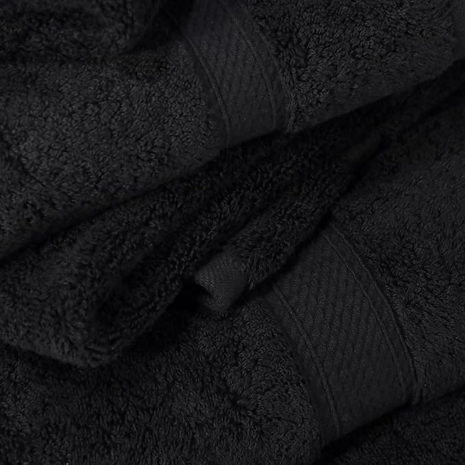 Superior Egyptian Cotton Plush & Absorbent, Bath Towel Set of 4, Black | Quick Dry, Soft Luxury Towel Set, Bath Essentials for Bathroom, Guest Bath, Spa, 4 Piece Bath, Madeline Towels