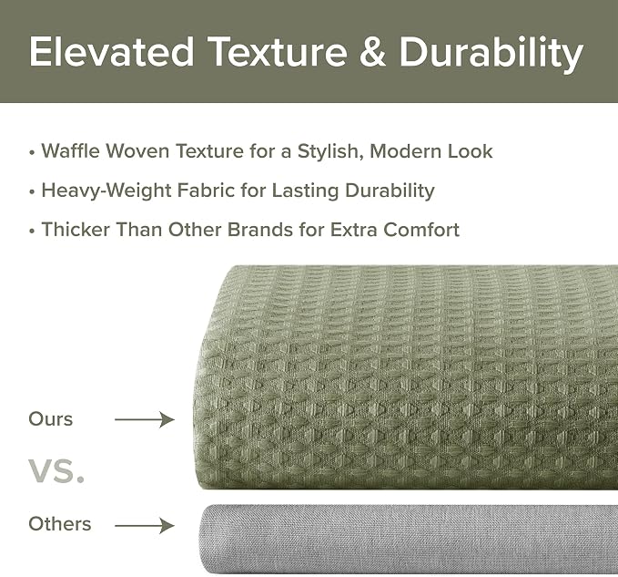 Madison Park Arbor Waffle Extra Long Shower Curtain, 72 x 84, Sage Green | Adds Privacy, Machine Washable, Farmhouse, OEKO-TEX Certified Bathroom Curtain, 3M Scotchgard Moisture Management