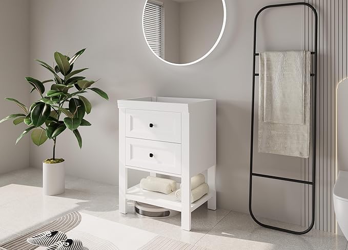 eclife 24" Bathroom Vanity with Sink Combo, Modern Painted Vanities Cabinet with Big Drawers, Opening Bottom Shelf, Raised Foot Pads, Exclude Undermount Sink, Faucet & Drain, White