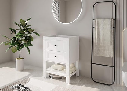 eclife 24" Bathroom Vanity with Sink Combo, Modern Painted Vanities Cabinet with Big Drawers, Opening Bottom Shelf, Raised Foot Pads, Exclude Undermount Sink, Faucet & Drain, White