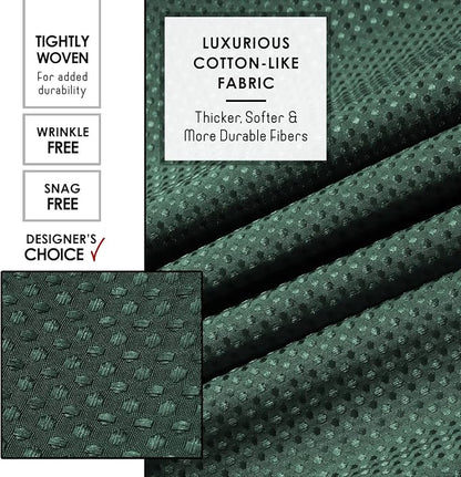 Clara Clark Hunter Green Shower Curtain - Hotel Quality Waffle Fabric Bath Curtain 72x72, Heavy Duty Waterproof Shower Curtains for Bathroom