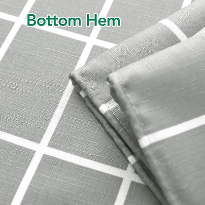 Fabric Farmhouse Shower Curtain-Extra Long Cloth Shower Curtains Bathroom | 72"Wx84"L Silver Grey Faux Linen Grid Minimalist Simple Rustic Neutral Shower Curtain-Geometric Plaid Washable Hotel Quality
