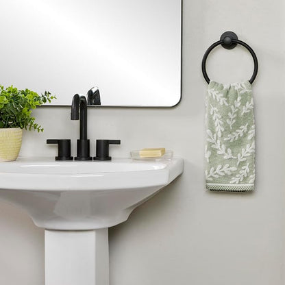 SKL Home Leaf Sprig Hand Towel Set-2pc, 100% Cotton, Reversible, Sage | Soft & absorbent jacquard. For use in the bathroom, kitchen, or bar & makes a great gift.