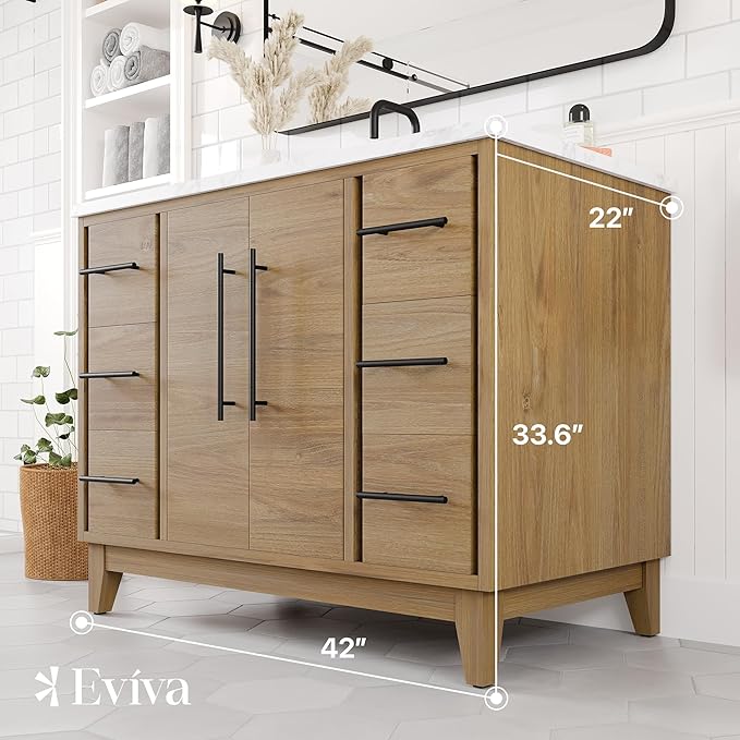 Graham 42 in. Oak Single Sink Bath Vanity with Arabescato Engineered Stone Top and Undermount Porcelain Sink
