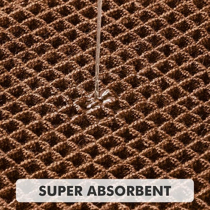 MIULEE Set of 2 Waffle Bathroom Rugs Boho Bath Mat Mocha 17"x24"+18"x30" | Non Slip, Super Absorbent, Washable, Ultra Soft, Rubber Backed, Small Bath Rugs for Bathroom Floor Tub Shower