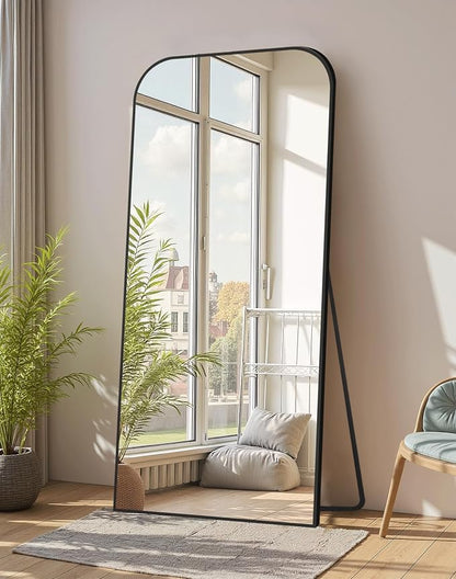 56"x25" Black Metal Framed Bathroom Mirror for Over Sink | Rounded rectangle shape. Shatterproof HD glass, all mounting hardware for bathroom, bedroom, entryway.