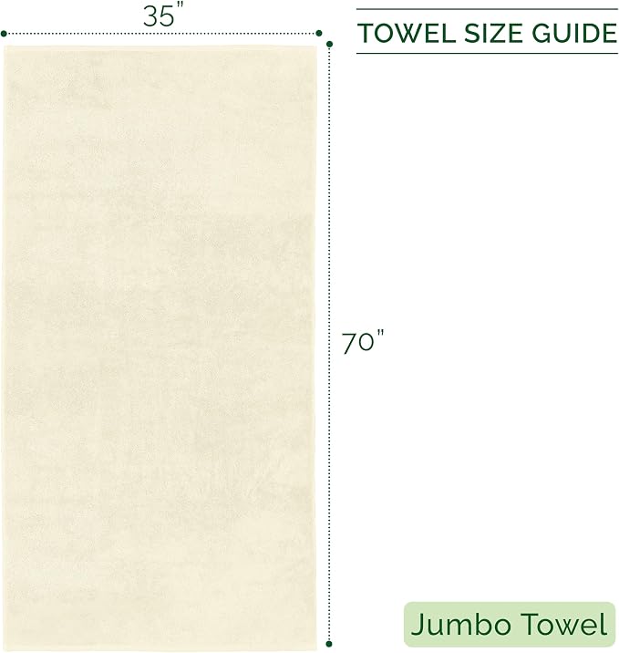 Elegant Comfort 100% Turkish Cotton Corduroy Ribbed Luxury Jumbo Bath Towel Ultra Soft - 35 x 70 Inch - Luxury Spa Premium Hotel Quality Highly Absorbent and Quick Dry Large Bath Towel, Ivory
