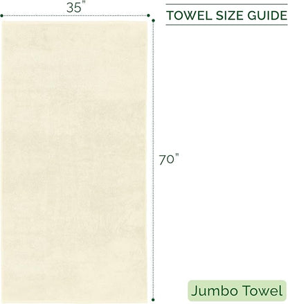 Elegant Comfort 100% Turkish Cotton Corduroy Ribbed Luxury Jumbo Bath Towel Ultra Soft - 35 x 70 Inch - Luxury Spa Premium Hotel Quality Highly Absorbent and Quick Dry Large Bath Towel, Ivory