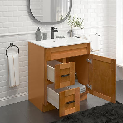 30" Shaker Bathroom Vanity Sink Base with Drawers (Ready-to-Assemble) (Maple Shaker Vanity Base)