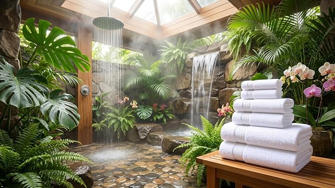 6 Piece 100% Cotton Bath Towel Set - 2 Bath - 2 Hand - 2 Face, White | 100% Cotton • Thick & Plush • Hotel Quality • Ultra Soft • Highly Absorbent • Quick Dry • Low Lint • Machine Washable