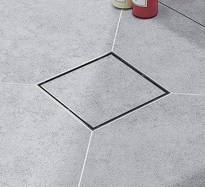 Square Shower Drain,Shower Drain 4" with 2 in 1 Tile-Insert Cover | Brushed AISI 304 Stainless Steel Shower Floor Drain with Hair Catcher Fits Bathroom Balcony Kitchen Easy to install