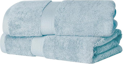 SUPERIOR Egyptian Cotton Plush & Absorbent, Bath Towel Set of 2, Light Blue | Quick Dry, Soft Luxury Towel Set, Bath Essentials for Bathroom, Guest Bath, Spa, 2 Piece Bath, Madeline Towels