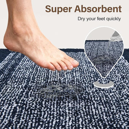 48x32 Large Bathroom Rugs Washable Non Slip, Dark Blue Bath Mat for Bathroom Floor Tub, Soft Absorbent Quick Dry Mats for Shower, Bathtub,Home Decor