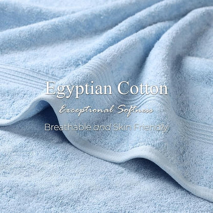 Superior Egyptian Cotton Bath Towel Set, Home Bathroom Towels, Master, Guest Bath, Decor Essentials, Quick Dry, Absorbent, Large Body Towels, Spa, Hotel, Resort, Adult, Kids, Set of 2, Light Blue