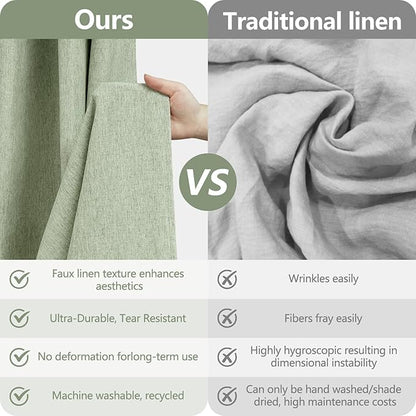 36 x 72 Inch Natural Linen Look Stall Shower Curtain Sage Green, Faux Linen Farmhouse Thick Fabric Shower Stall Curtain Water-Resistant, Forest Green Bathroom Curtain Washable for Single Stall