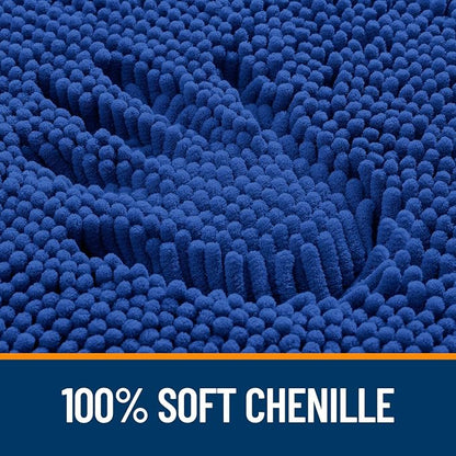 OLANLY Toilet Rugs U-Shaped 24x24, Soft Absorbent Chenille Contour Rugs | Royal Blue, Quick-Drying Rubber Backing, Machine Washable Non-Slip Shaggy Bathroom Mat for Toilet, Home Decor Accessories