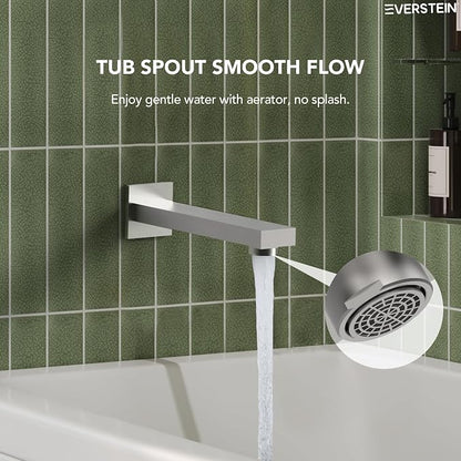 Shower Tub Faucet Set, 10" Bathroom Rainfall Shower Head Fixtures Combo with Handheld Spray and Tub Spout, Brushed Nickel (Valve Included)