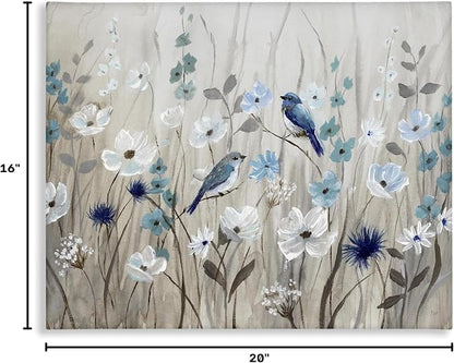 Birds Floral Meadow Blossoms, 16 x 20 Inch Canvas Wall Art | Stupell Industries · By Nan · Ready to hang · Nature inspired decor · Made in USA