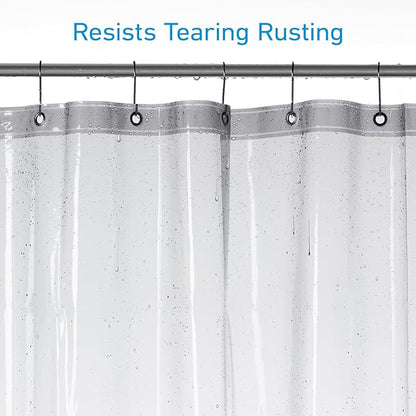 EHZNZIE Shower Curtain Liner Light Weight PEVA, Shower Liner 72x72 Inches, Waterproof, No Chemical Smell with 12 Rust Proof Metal Grommets for Bathroom Shower Curtain, Clear Black