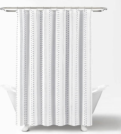 Lush Decor Hygge Stripe Shower Curtain, 72" x 72", Navy & White