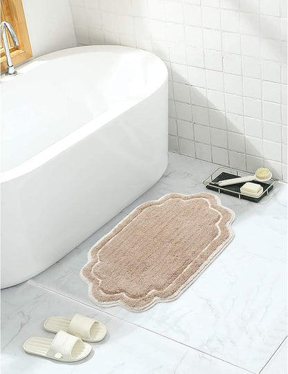 Home Weavers Allure Collection 100% Cotton Tufted Bathroom Rug, Soft and Absorbent Bath Rugs, Non-Slip Bath Carpet, Machine Wash Dry Bath Mats for Bathroom Floor, 17"x24" Bath Rug, Linen