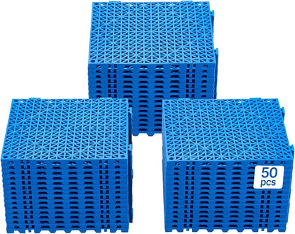VEVOR Interlocking Tile 50PCS Blue, Drainage Tiles 12" x 12" Splicing, Soft PVC Interlocking Drainage Floor Tiles, Non-Slip Drainage Holes for Restroom, Bathroom, Kitchen, Pool, Wet Areas