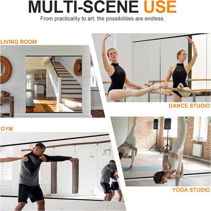 Home Gym Mirror, 48''x24''x2PCS, Large Full Body | Tempered Glass, Frameless, Wall-Mounted, For Gym, Yoga, Garage, Bedroom, Bathroom