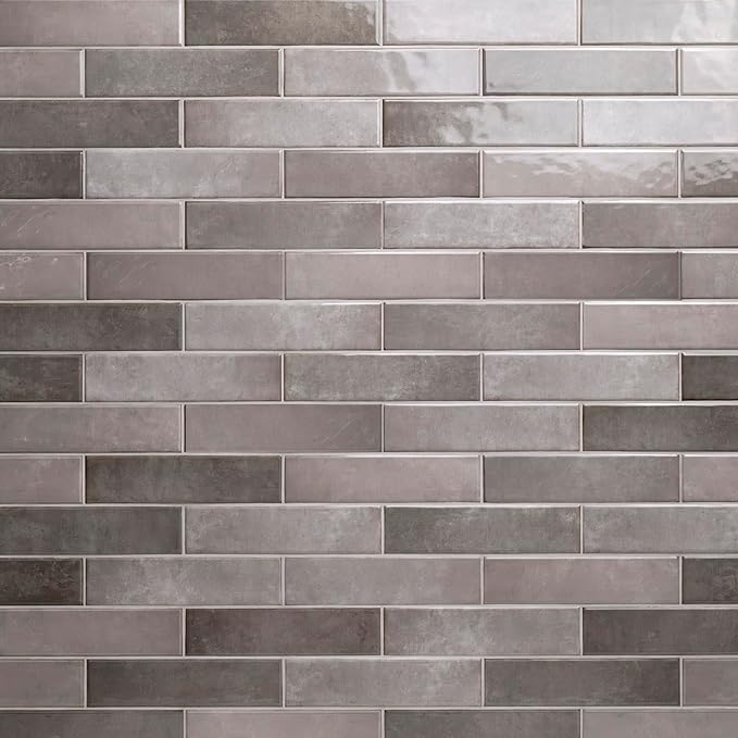 M S International Renzo Storm Glossy Ceramic Subway Tile for Bathroom, Kitchen Backsplash, Accent Wall, and Shower - Sample