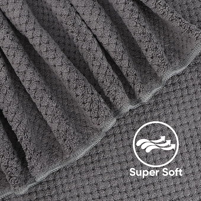 HOMEXCEL 8PK Bath Towel Set, Soft Absorbent, 2 Bath, 2 Hand, 4 Wash, Grey | Light Weight, Quick Drying Towel Set for Bathroom, Gym, Hotel, SPA, Sport, Yoga, Fitness