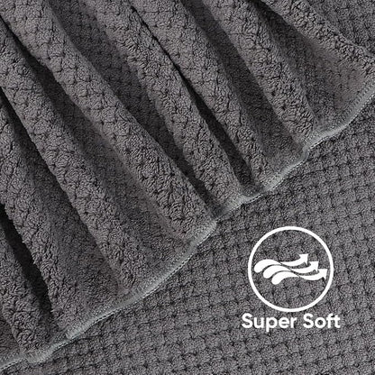 HOMEXCEL 8PK Bath Towel Set, Soft Absorbent, 2 Bath, 2 Hand, 4 Wash, Grey | Light Weight, Quick Drying Towel Set for Bathroom, Gym, Hotel, SPA, Sport, Yoga, Fitness