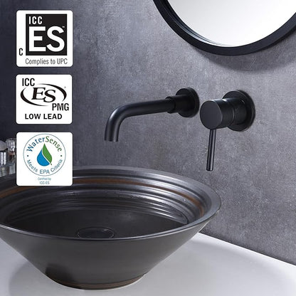 Wall Mount Bathroom Faucets Matte Black, Rough-in Valve Included