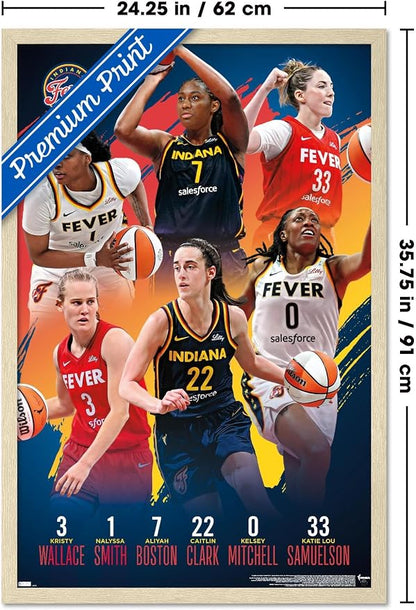 Trends International WNBA Indiana Fever -Team 24 Wall Poster, 34L x 22.4W, Blonde Framed Version