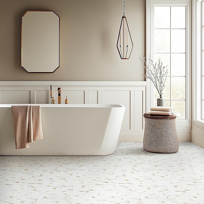 MSI Calacatta Gold Stack Pattern Matte Porcelain Mosaic Floor and Wall Tile for Bathroom, Kitchen Backsplash, Accent Wall Tile, Sample
