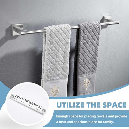 Suyar Bathroom Hardware Set Brushed Nickel, Bathroom Accessories 4 Pieces | Include Robe Hook, Toilet Paper Holder, Hand Towel Holder, Towel Bar, SUS304 Stainless Steel, Wall Mounted