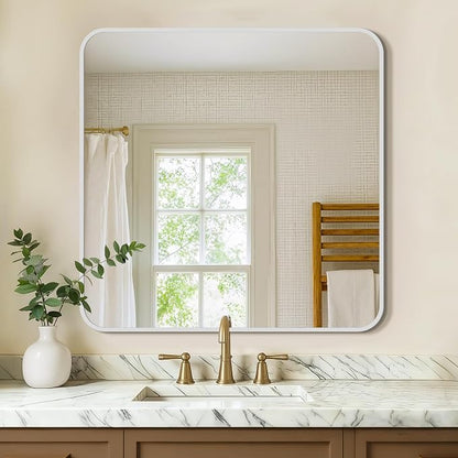 Vanity Bathroom Mirror, 30”x30” Silver Bathroom Mirror for Over Sink | HD Tempered Glass, Anti-Rust Frame, Wall Mirrors for Bathroom Sink, Living Room, Entryway, Bedroom