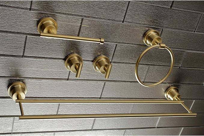 Kingston Brass BAH8213478SB Concord 5-Piece Bathroom Accessory Sets, Brushed Brass