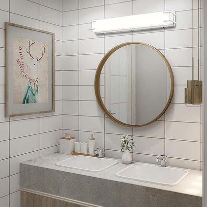 LED Bathroom Light Fixtures Over Mirror 24.4” Vanity Light with Milky White Lampshade 4000K Daylight Chrome Finishing Bath Bar (Chrome)