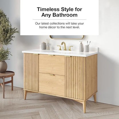 OVE Decors Indy 48 in. Undermount Single Sink Bathroom Vanity with White Engineered Marble Top, Rustic Ash
