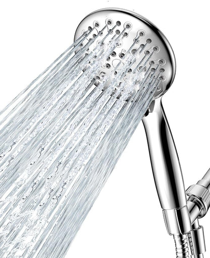 High Pressure Shower Head with Handheld, JDO 6 Spray Settings Handheld Showerhead, 4.3" High Flow Rain Showerhead Set with 59" Stainless Steel Hose and Adjustable Bracket for Bathroom, Gym, Hotel | 4.3-inch high flow head, 59-inch stainless steel hose,...
