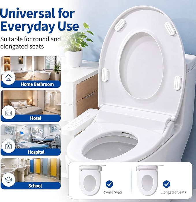 Blulu 8 Pcs Toilet Seat Bumpers for Bidet Universal Seat Bumper Spacers Kit Replacement Bumpers Pads with Strong Adhesive for Family Hotel Hospital School