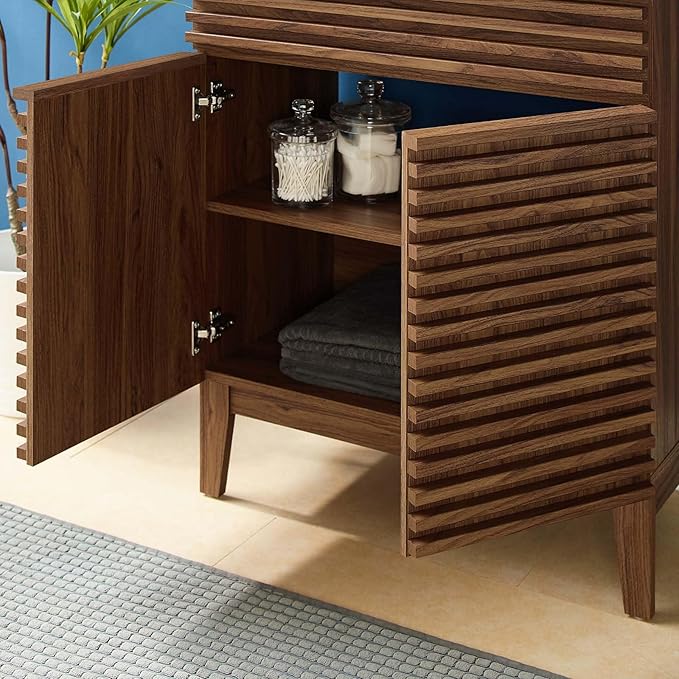 Modway Render 30" Bathroom Vanity with Sink in Walnut Black