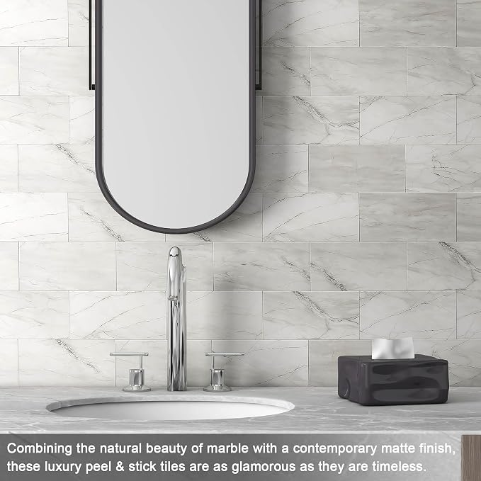 VAOVI Matte Peel and Stick Tiles Bathroom Wall(23pcs,Web Gray)