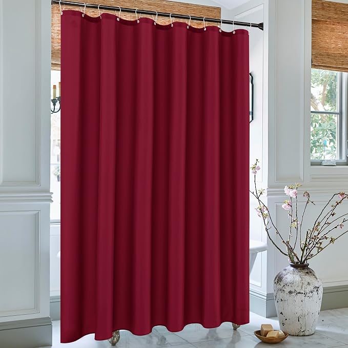 Fabric Shower Curtain Liner 72x84-Burgundy Extra Long Shower Liners | Hotel Quality Water Resistant Machine Washable Shower Liner-Cloth Polyester Light Weight High Ceilings Bathroom Curtain Liner
